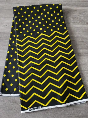 Black and Yellow African Print Fabric, Ankara Fabric, AF93