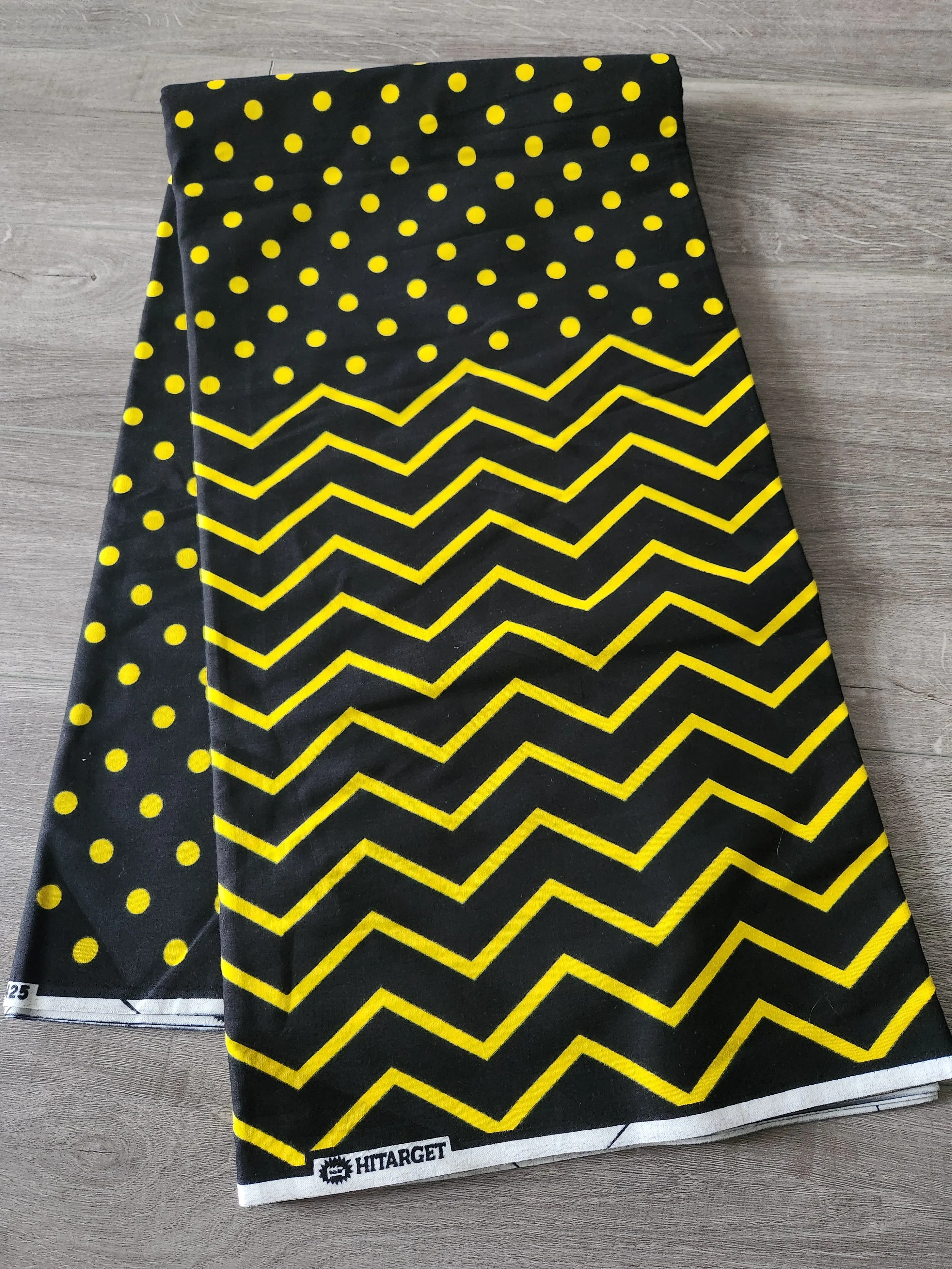 Black and Yellow African Print Fabric, Ankara Fabric, AF93