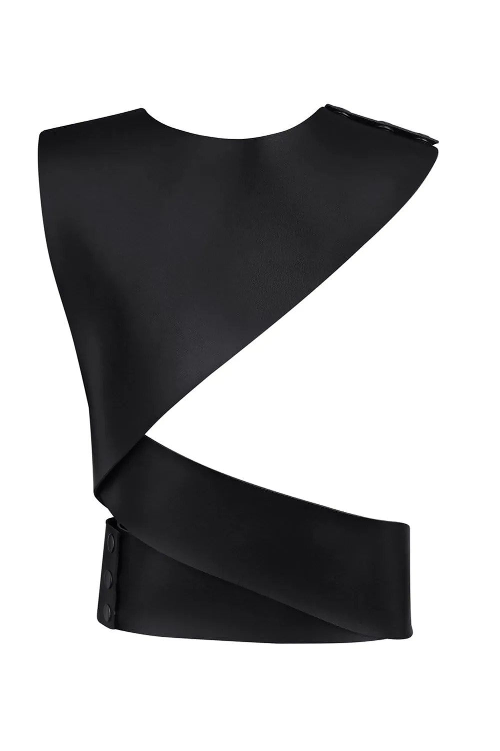 Black leather body harness