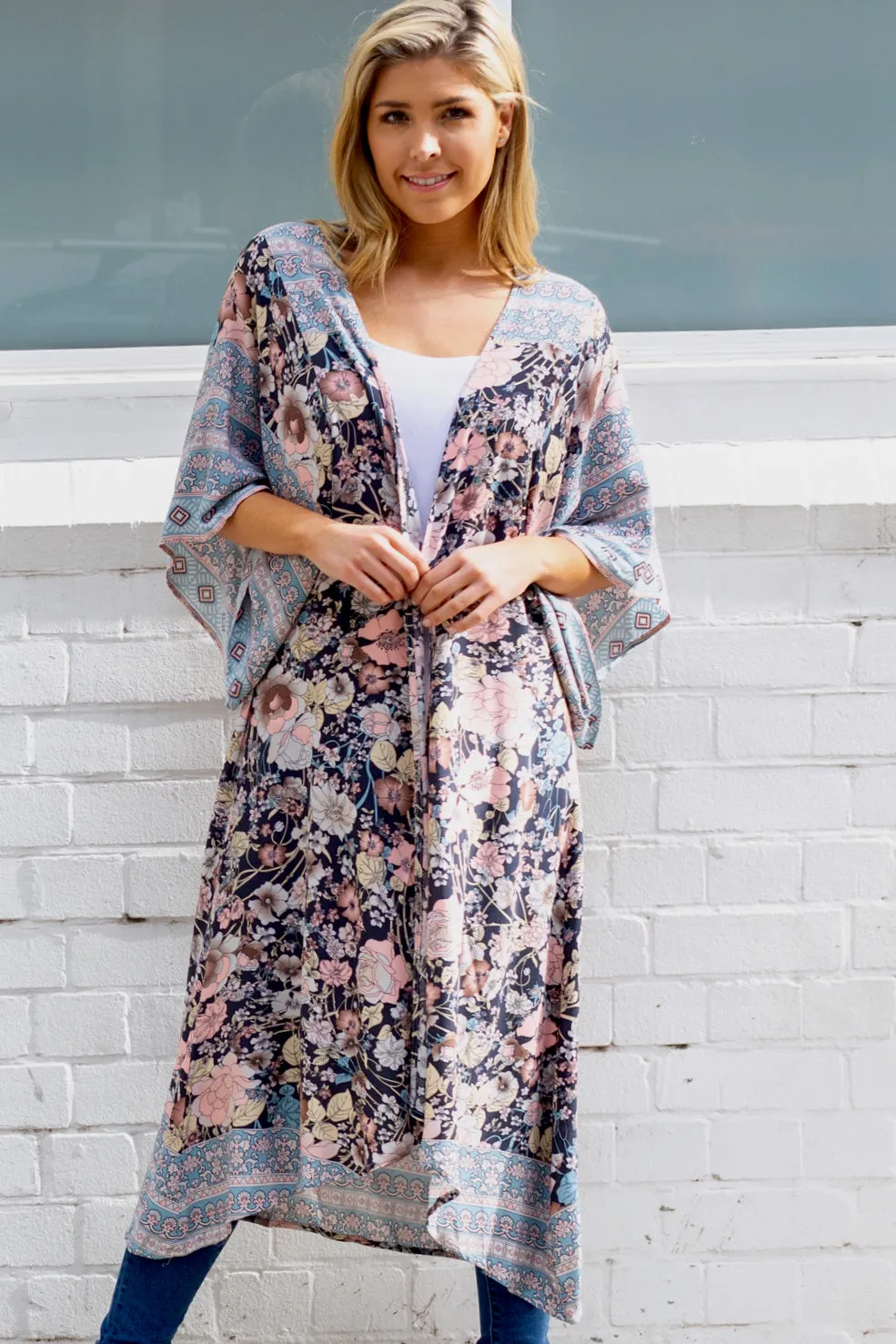 Blossom Kimono - Pink/Blue