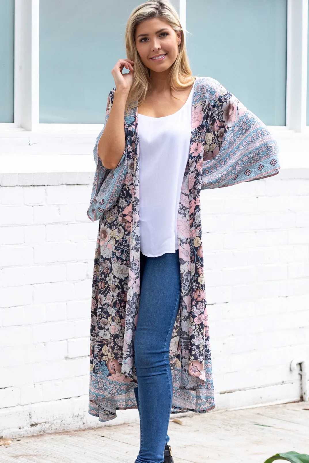 Blossom Kimono - Pink/Blue