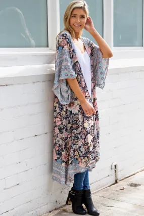 Blossom Kimono - Pink/Blue