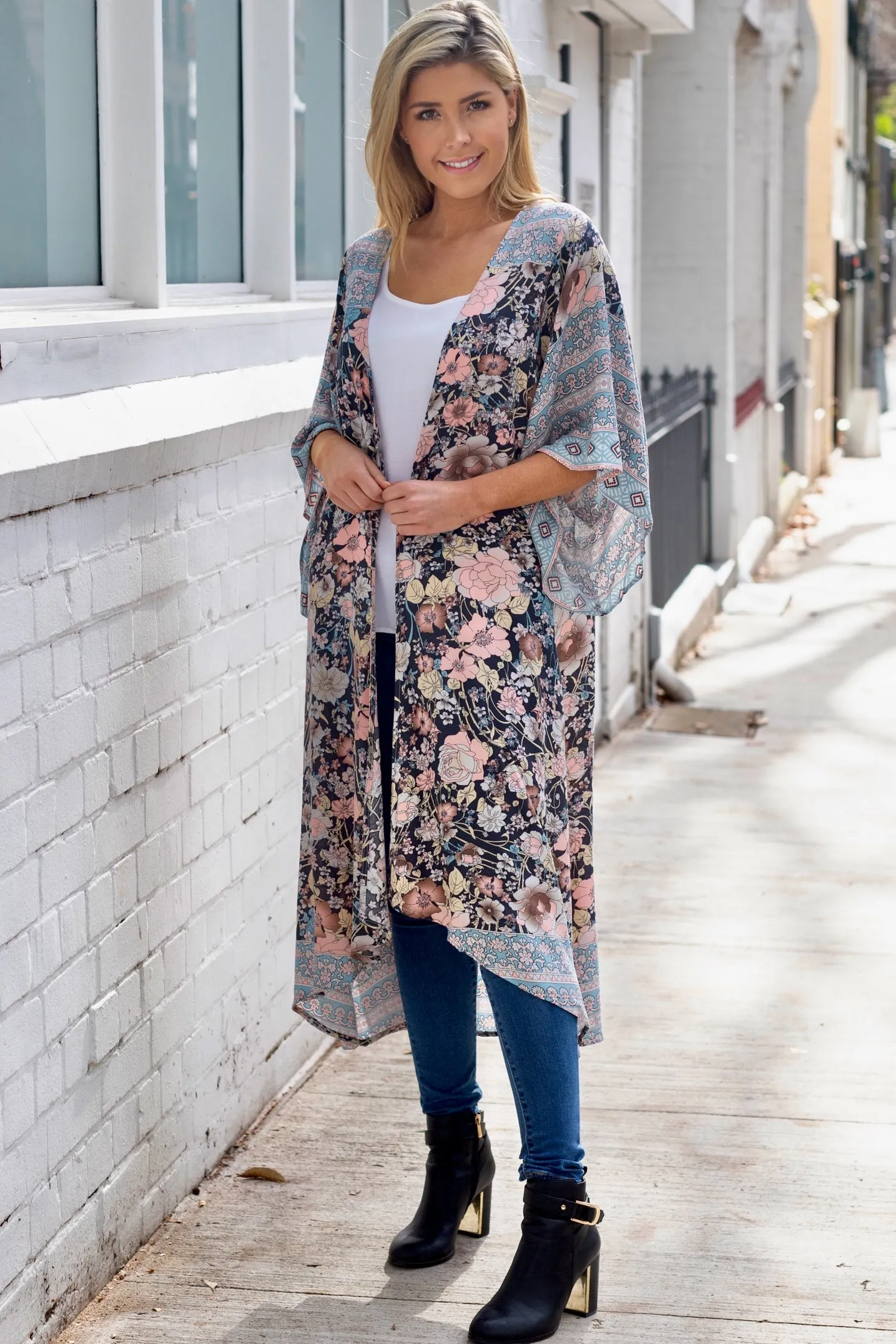 Blossom Kimono - Pink/Blue