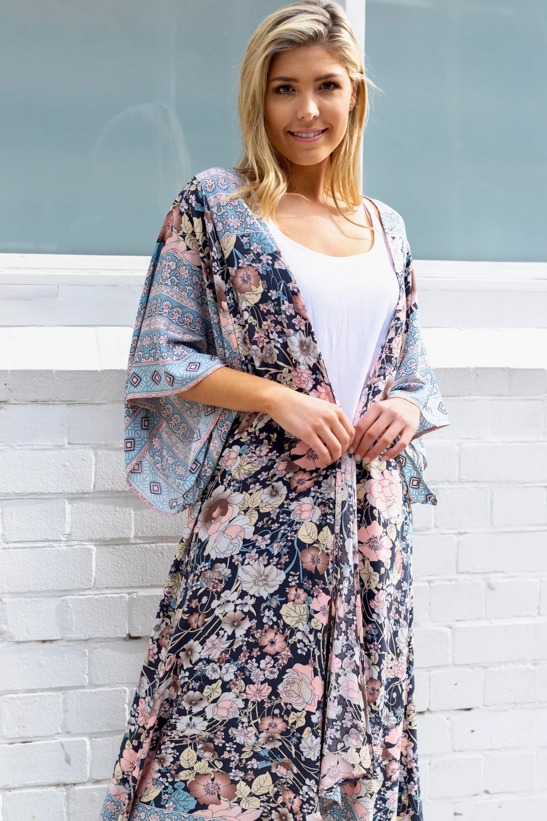 Blossom Kimono - Pink/Blue