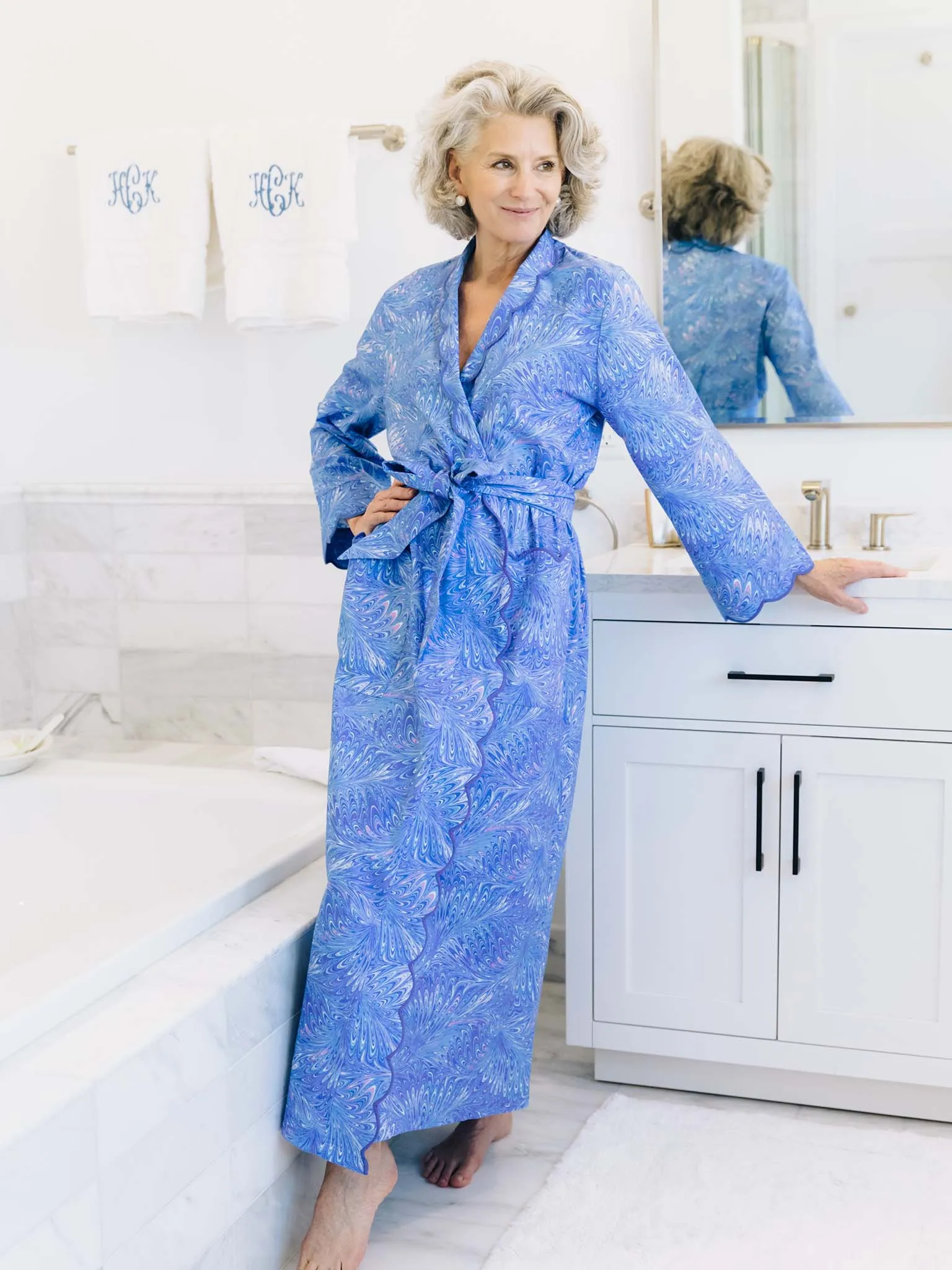 Blue Italian Marble Classic Robe