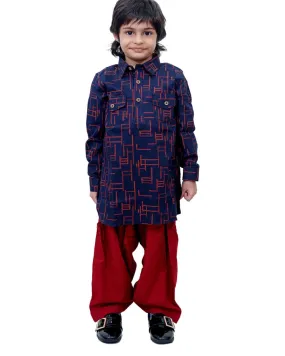 Blue Kurta with Maroon Patiala