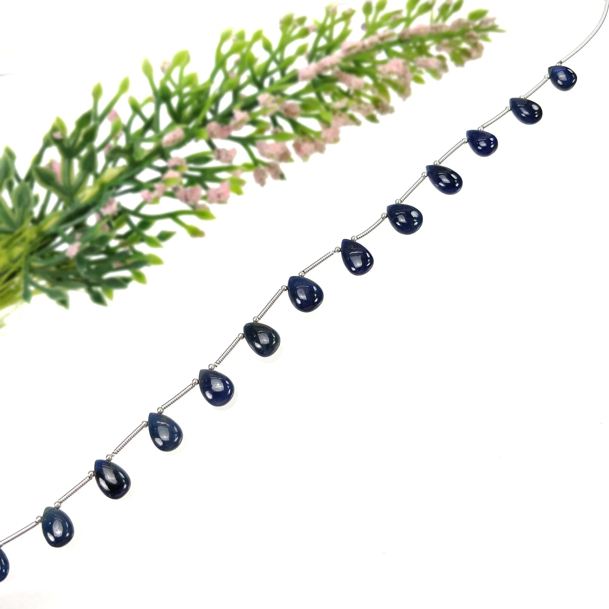 BLUE SAPPHIRE Gemstone Loose Beads : 43.00cts Natural Untreated Sapphire Plain Almond Beads 9*6mm - 11.5*7mm