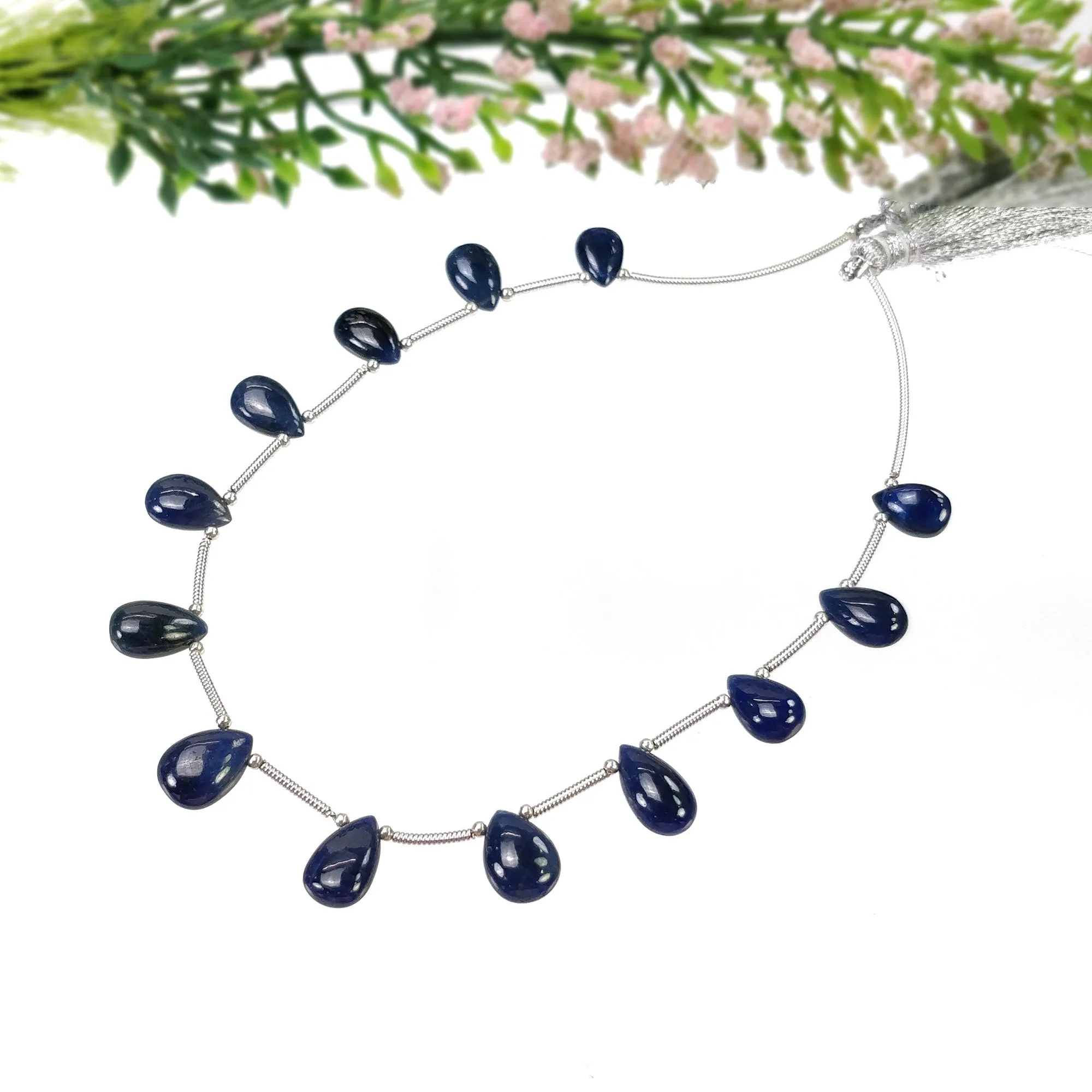 BLUE SAPPHIRE Gemstone Loose Beads : 43.00cts Natural Untreated Sapphire Plain Almond Beads 9*6mm - 11.5*7mm