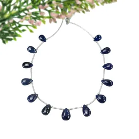 BLUE SAPPHIRE Gemstone Loose Beads : 43.00cts Natural Untreated Sapphire Plain Almond Beads 9*6mm - 11.5*7mm