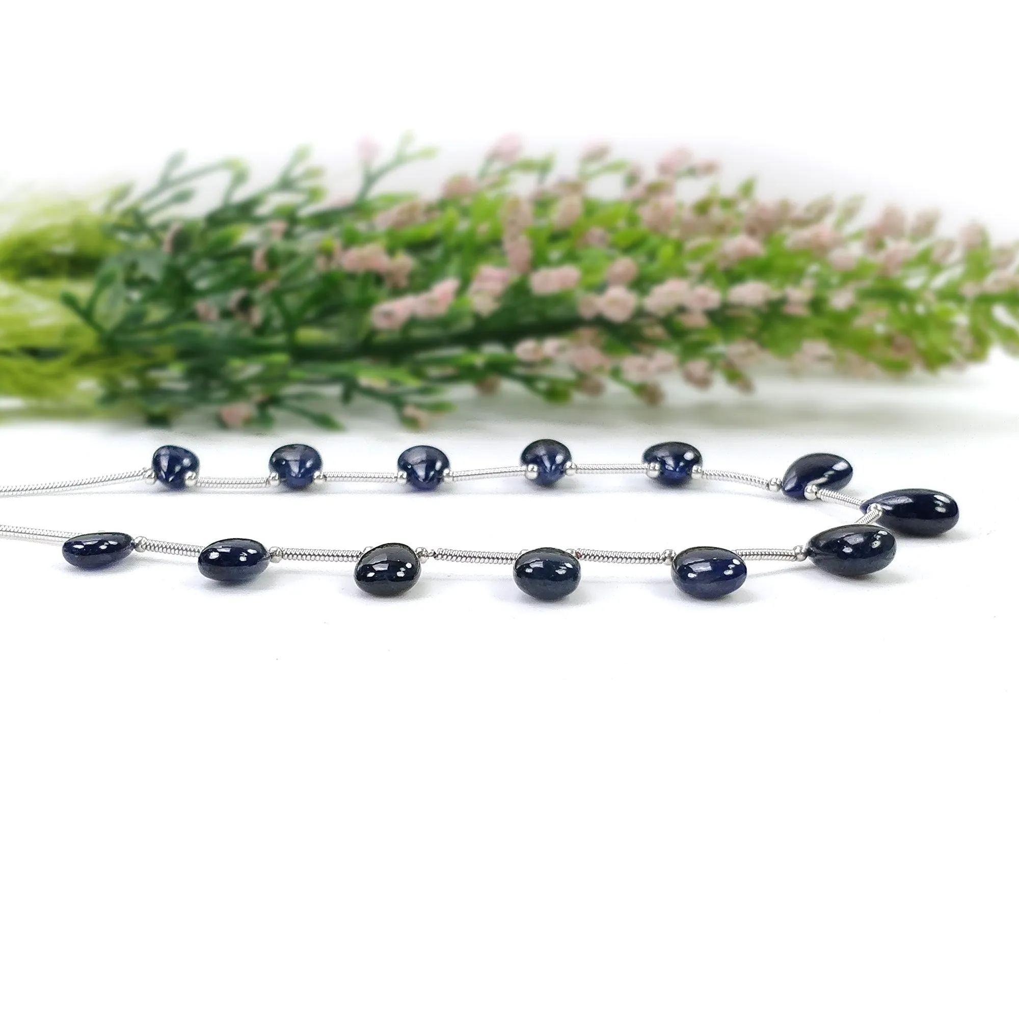 BLUE SAPPHIRE Gemstone Loose Beads : 43.00cts Natural Untreated Sapphire Plain Almond Beads 9*6mm - 11.5*7mm