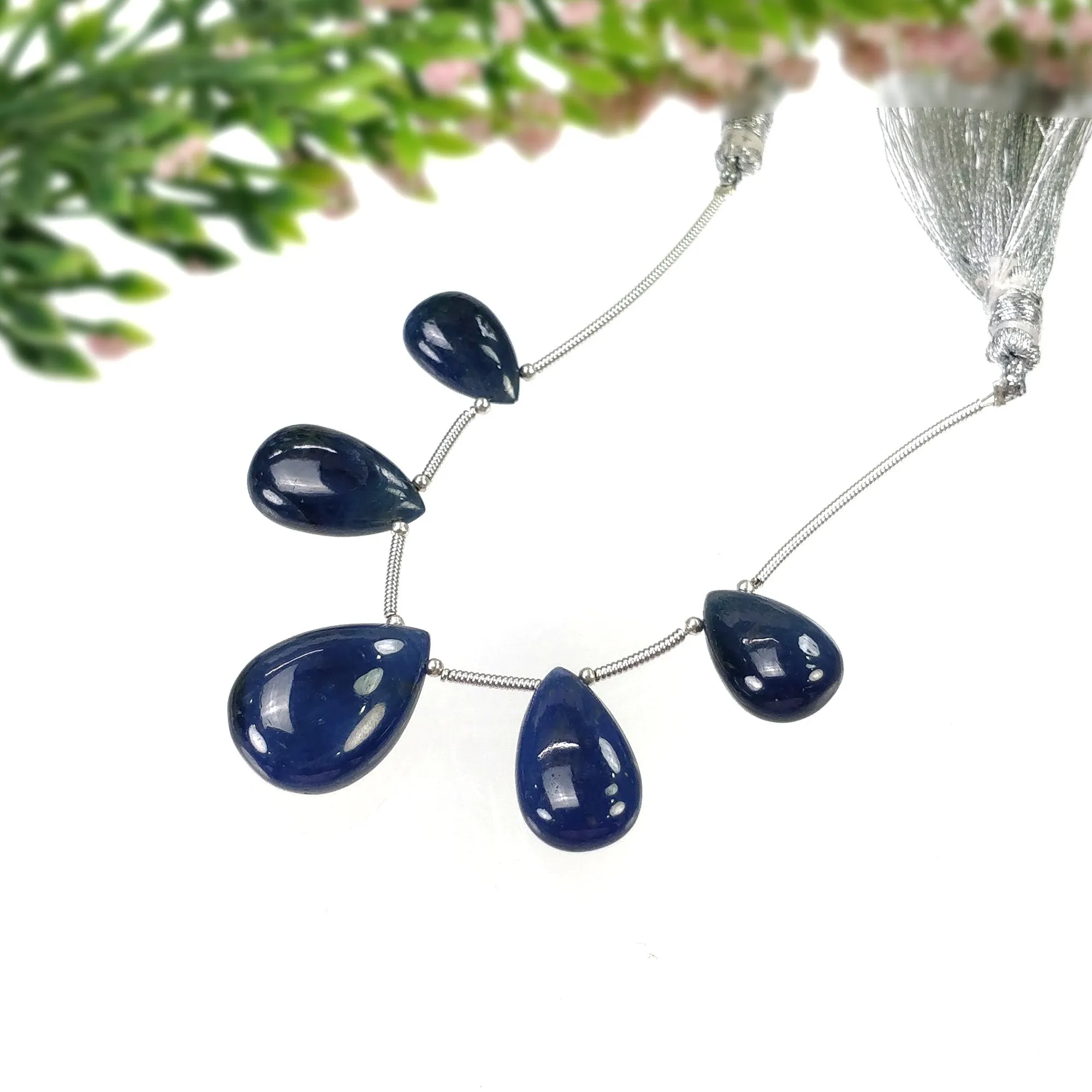 BLUE SAPPHIRE Gemstone Loose Beads : 65.85cts Natural Untreated Sapphire Plain Almond Beads 14*9.5mm - 20*14.5mm