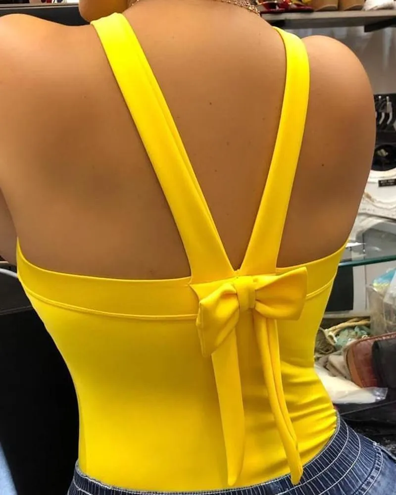 Bowknot Design Sleeveless Bodysuit