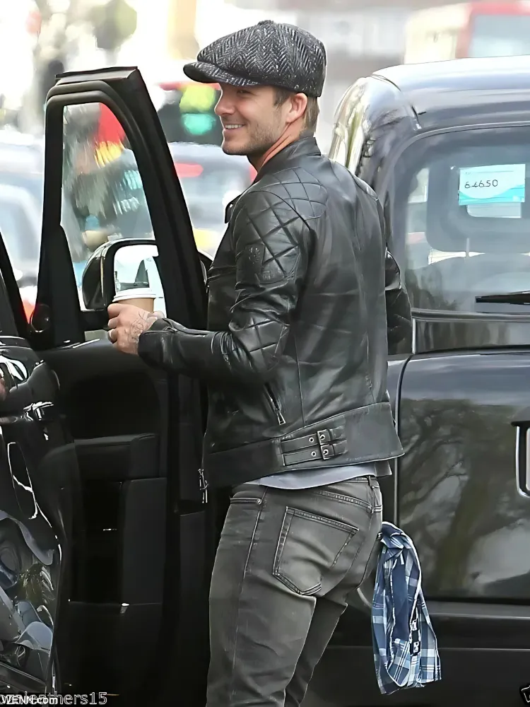 Brand New Men's David Beckham Leather Biker Jacket