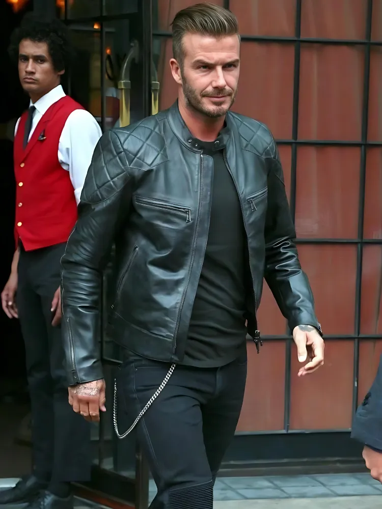 Brand New Men's David Beckham Leather Biker Jacket