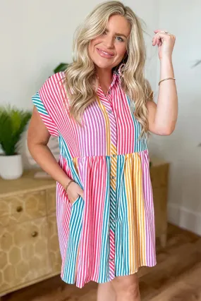 Brea Striped Collared Mini Dress