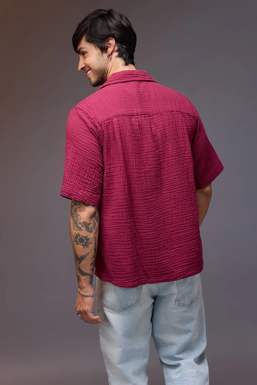 Breezy Relaxed Maroon Shirt