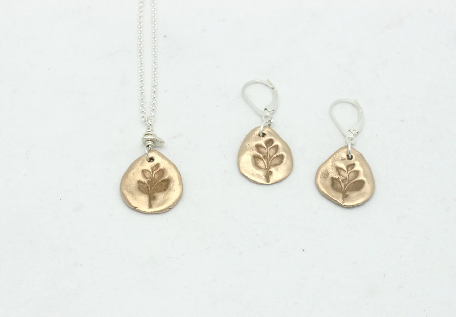 Bronze Olive Branch Pendant Necklace