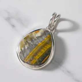 Bumble Bee Jasper Navajo USA Native American Made 925 Sterling Silver Pendant