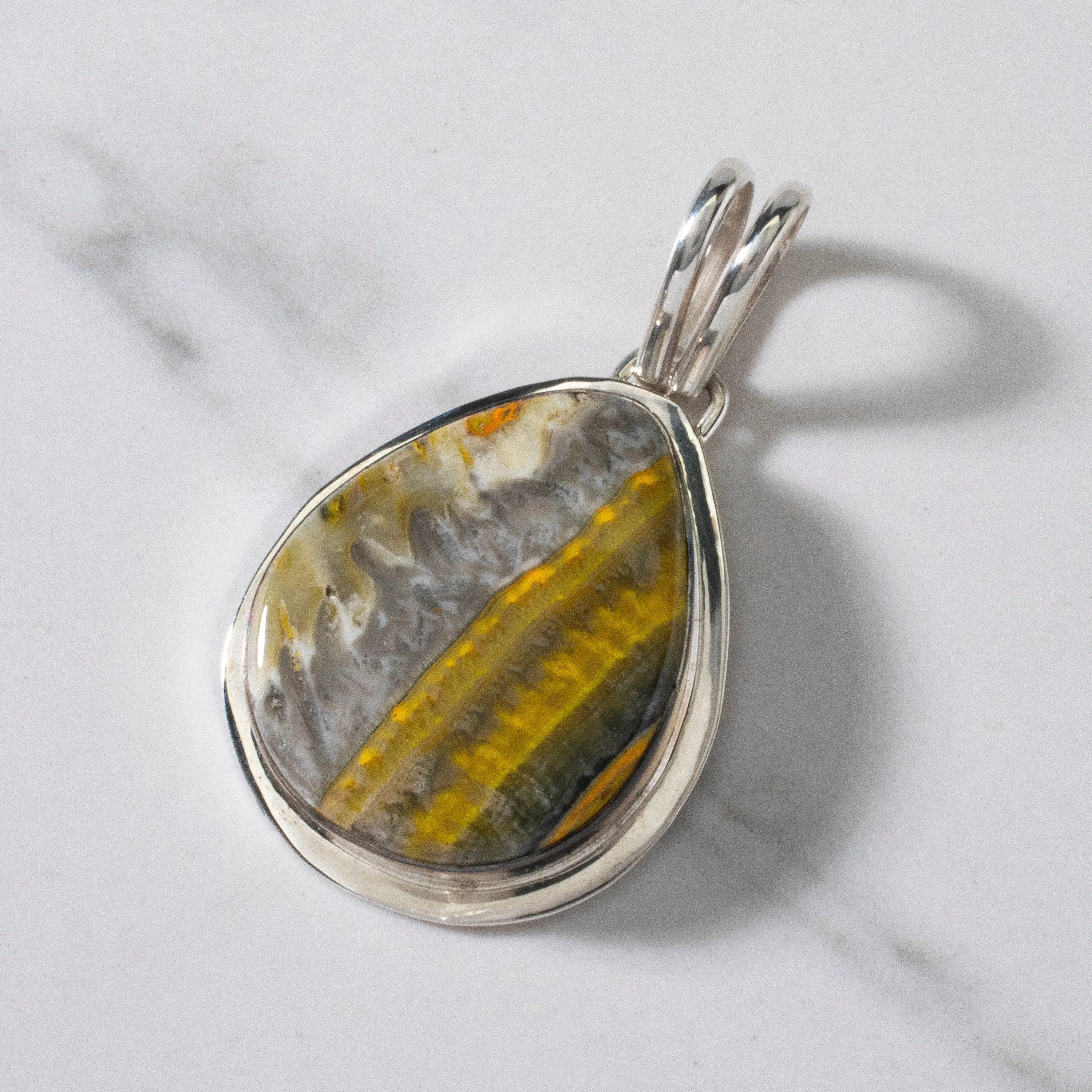 Bumble Bee Jasper Navajo USA Native American Made 925 Sterling Silver Pendant