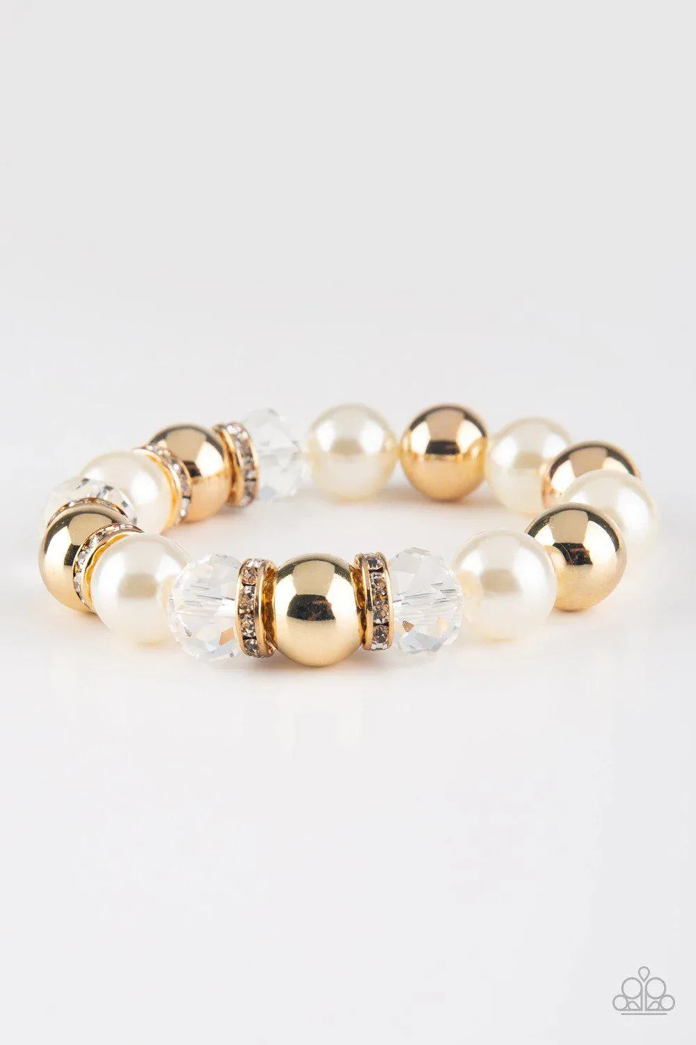 Camera Chic White and Gold Pearl Bracelet - Paparazzi Accessories