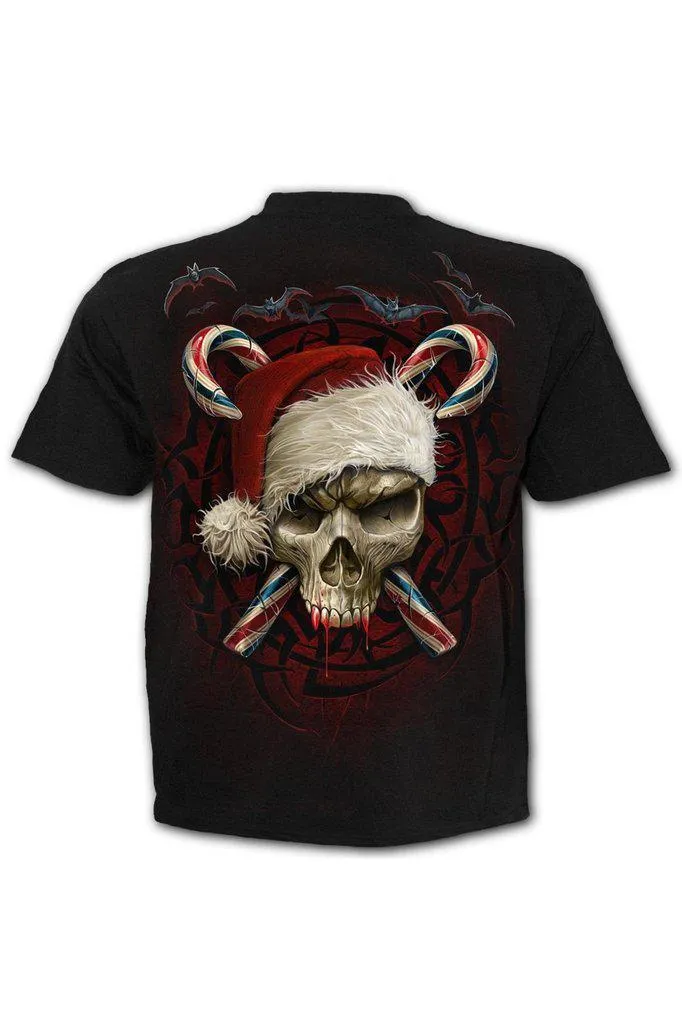 Candy Cane Santa - T-Shirt Black