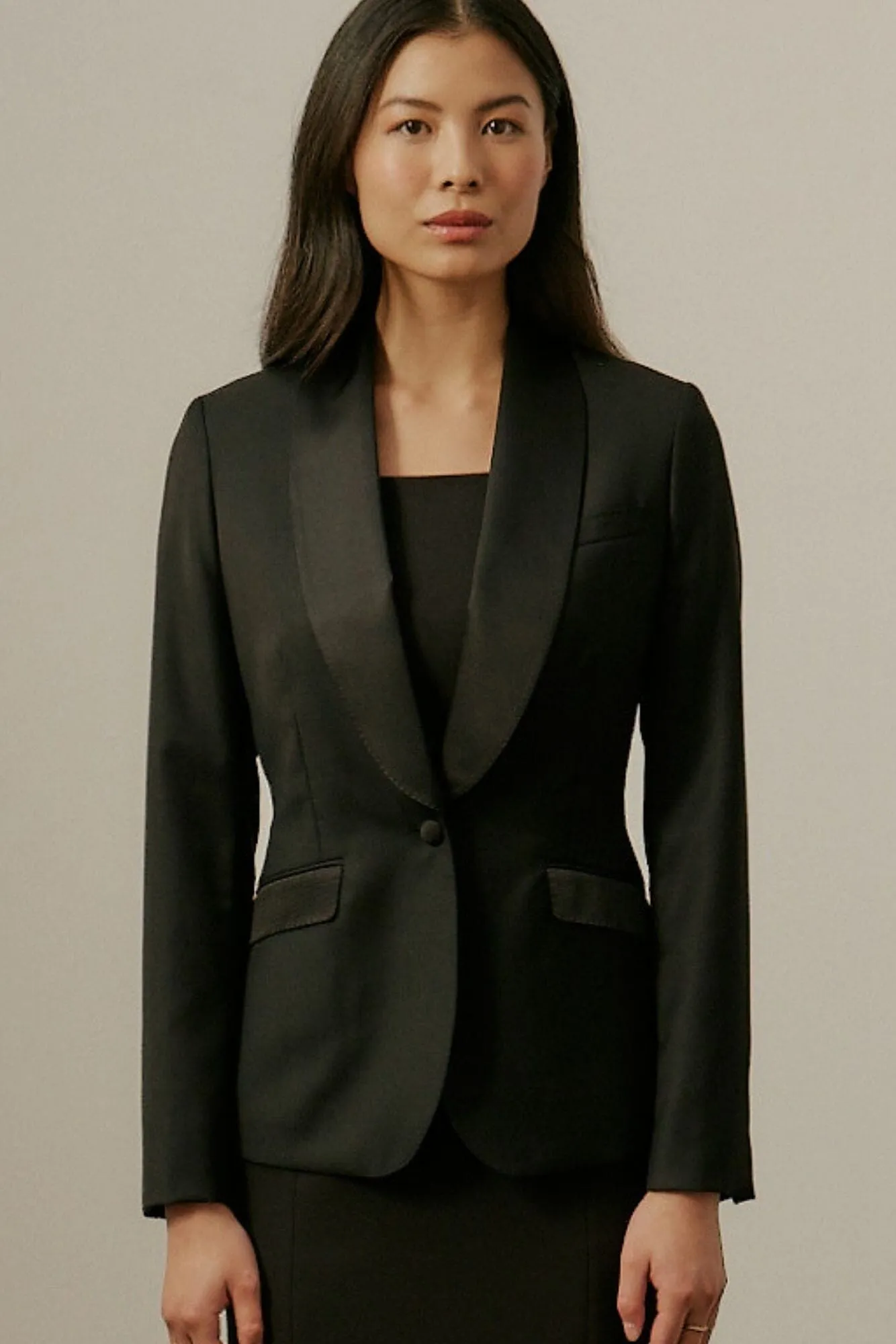 Celine Shawl Tuxedo Suit - Black Wool