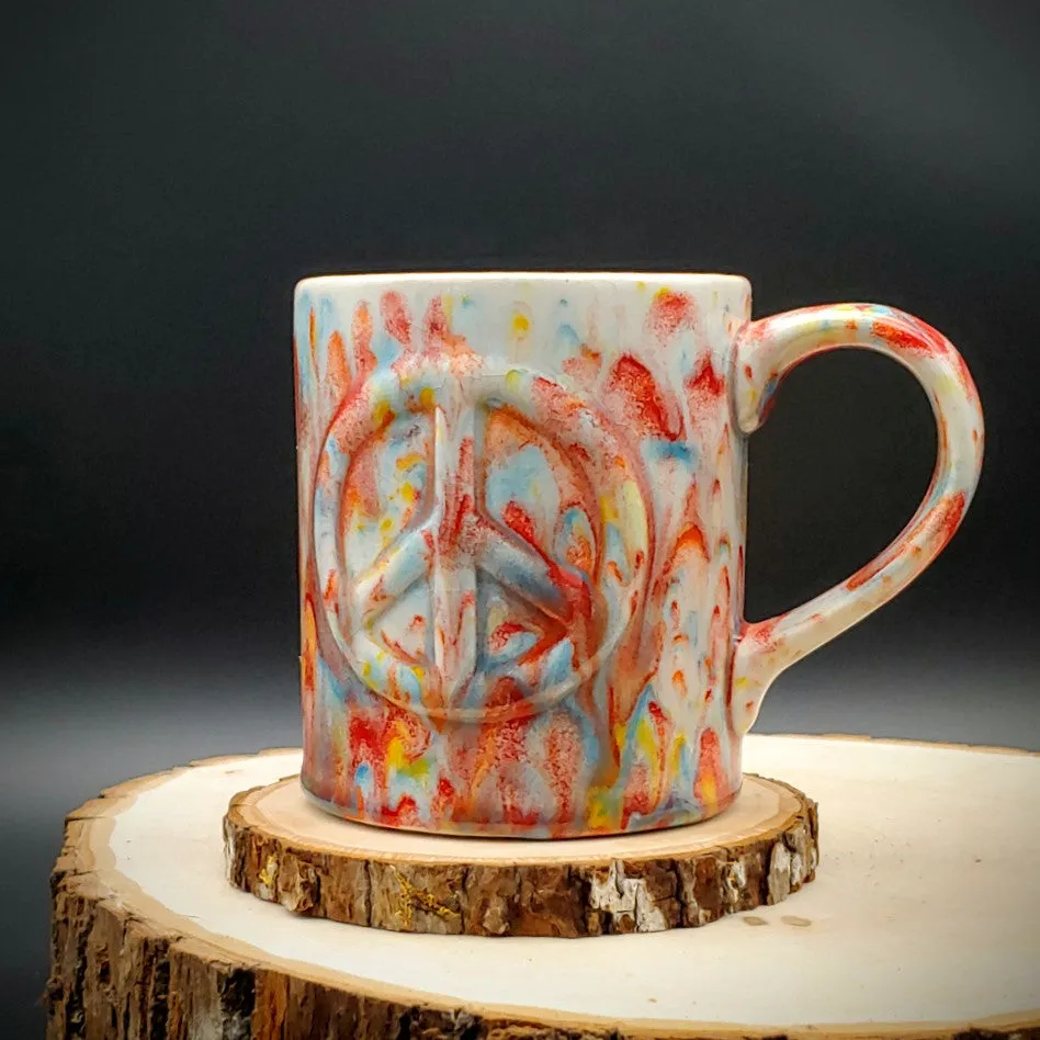 Ceramic Peace Sign Mug (Ready To Ship)