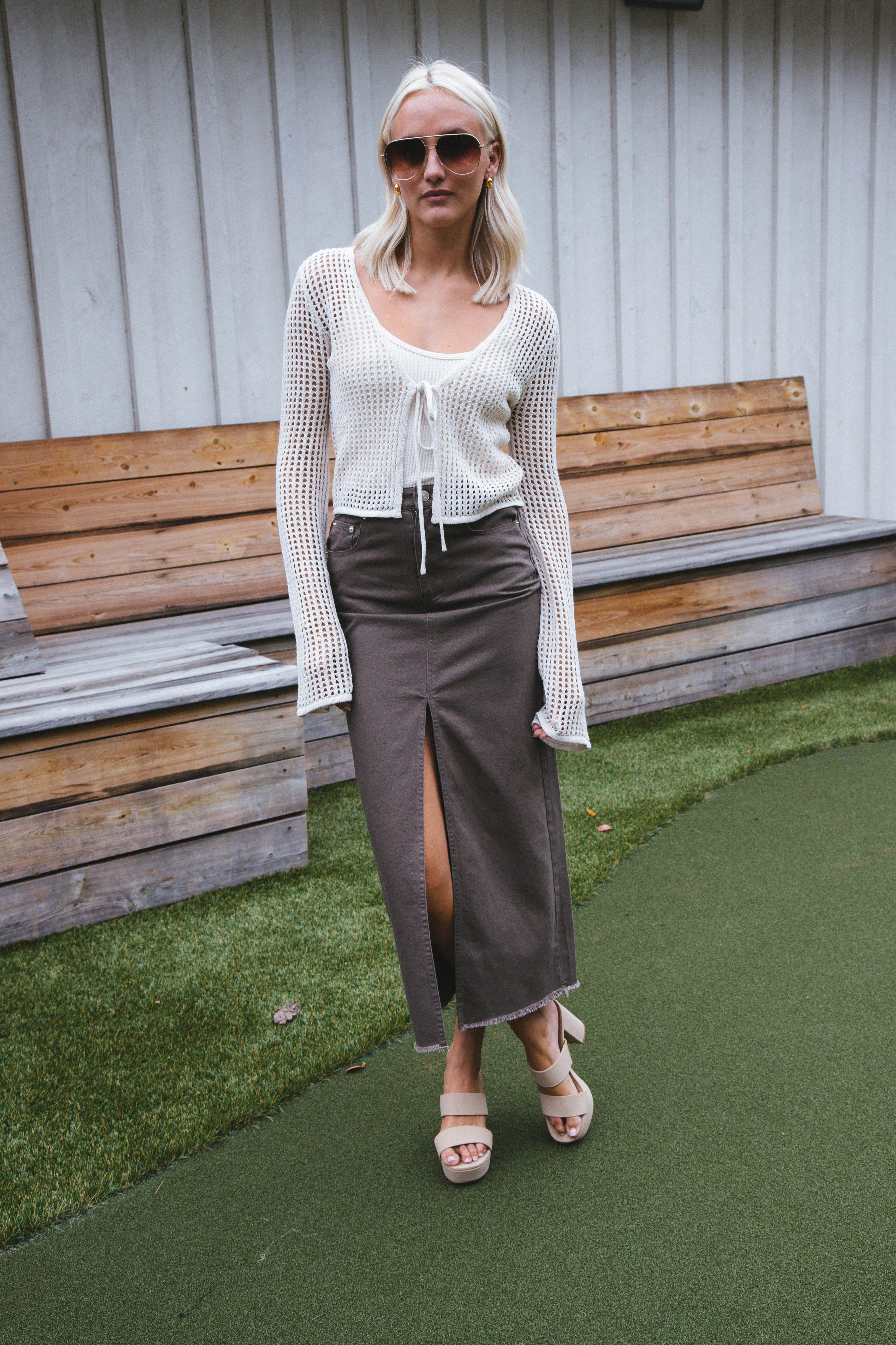 Chloe Denim Maxi Skirt, Chestnut