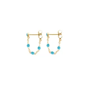 Classic Gigi Turquoise earrings, Yellow Gold