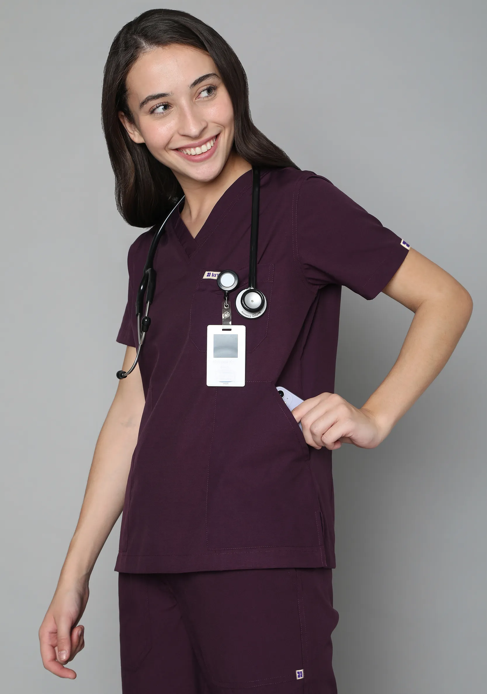 Classic Women's 5-Pocket (Wine) Scrub