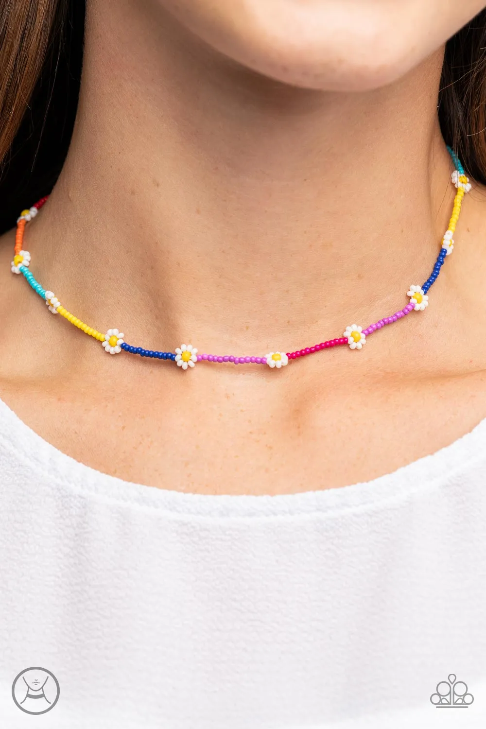 Colorfully Flower Child - Multi Choker Necklace