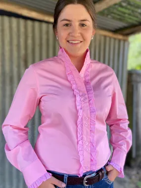 Corrine - Long Sleeve Collared Shirt WITH Ruffles