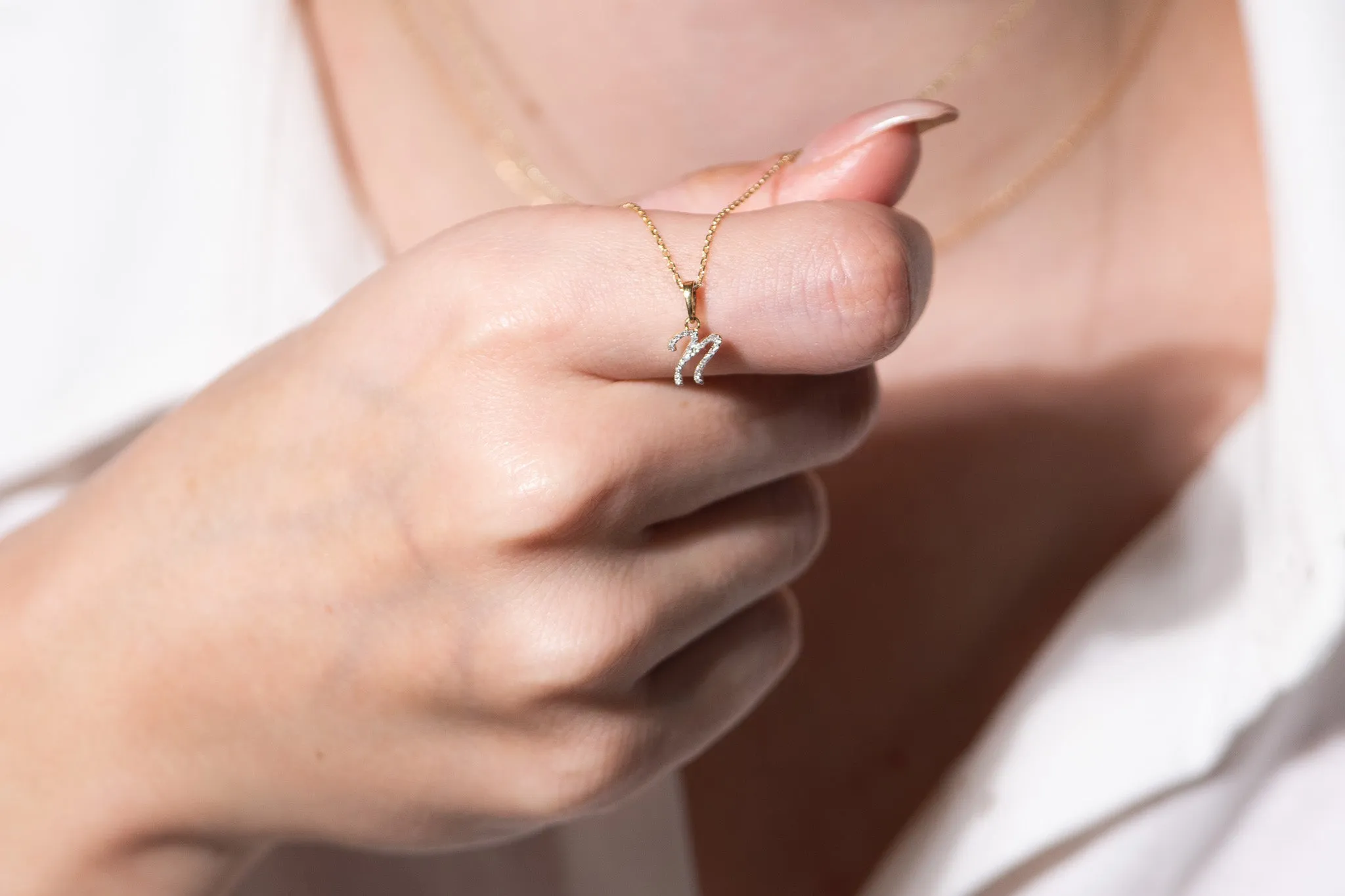 Cursive Diamond Initial Necklace