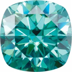 Cushion Diamond Faceted FAB Teal Moissanite Loose Stone