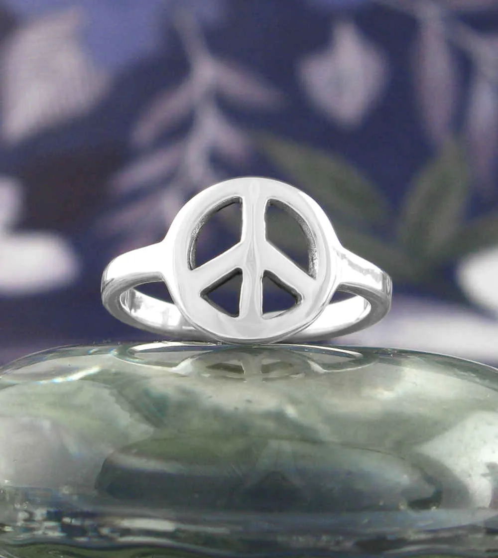 Cut-Out Peace Sign Symbol Toe or Midi Ring, Adjustable