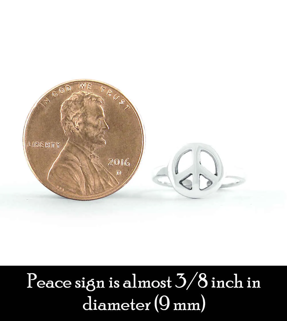 Cut-Out Peace Sign Symbol Toe or Midi Ring, Adjustable