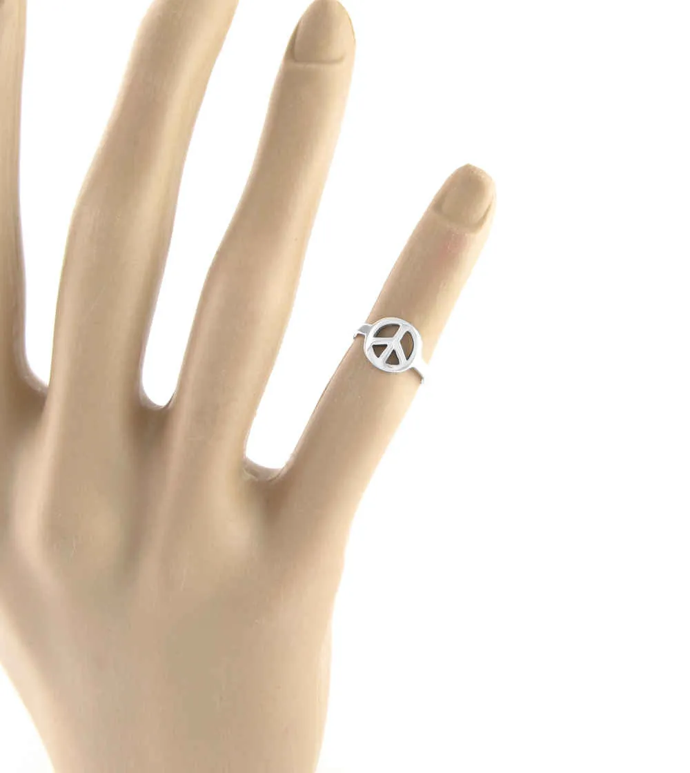 Cut-Out Peace Sign Symbol Toe or Midi Ring, Adjustable