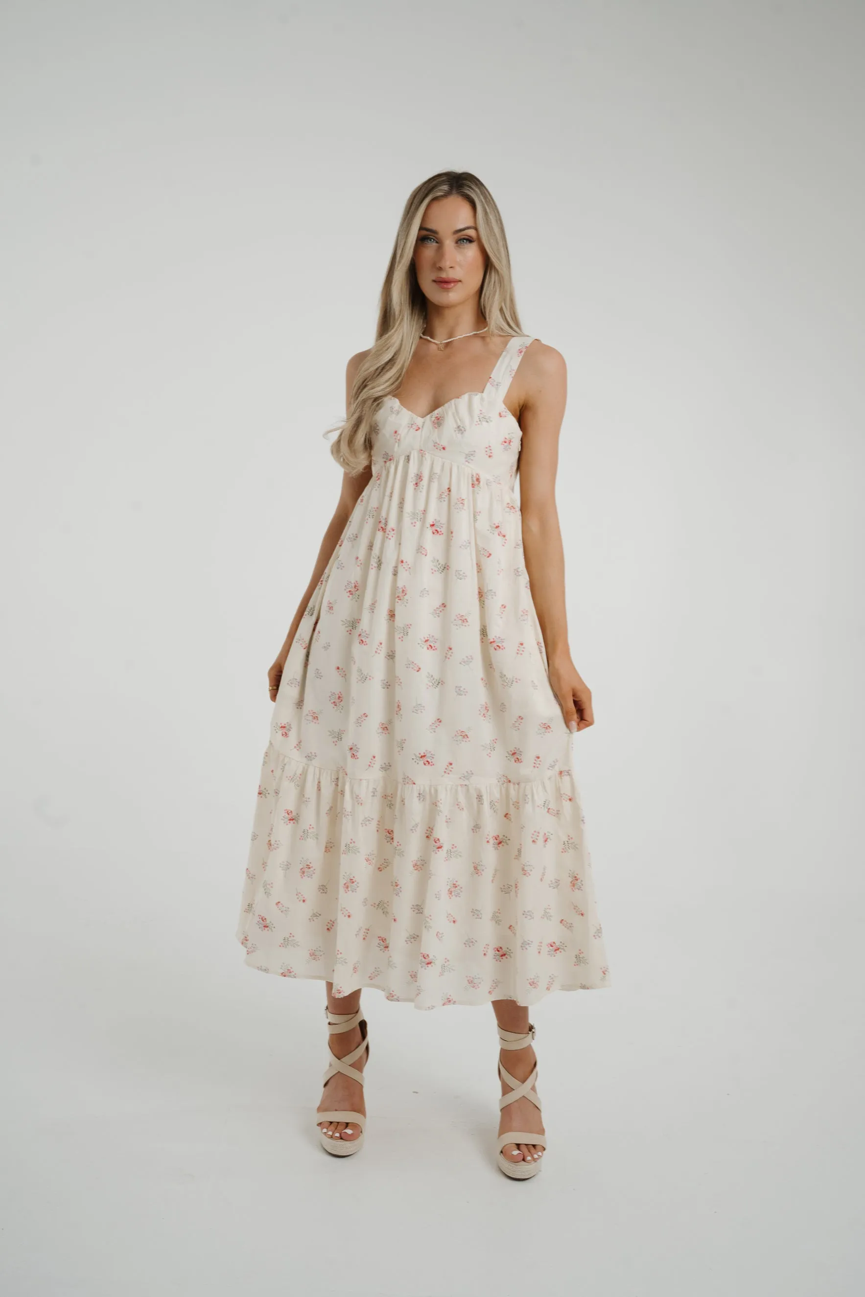 Daisy Pink Floral Dress In Cream