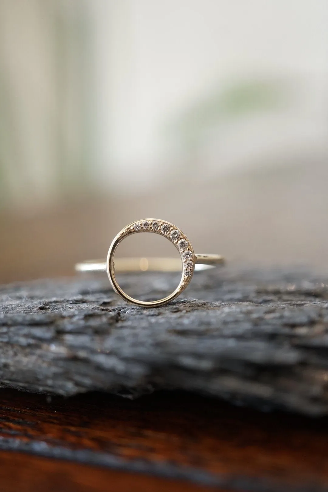 Diamond Crescent Moon Ring