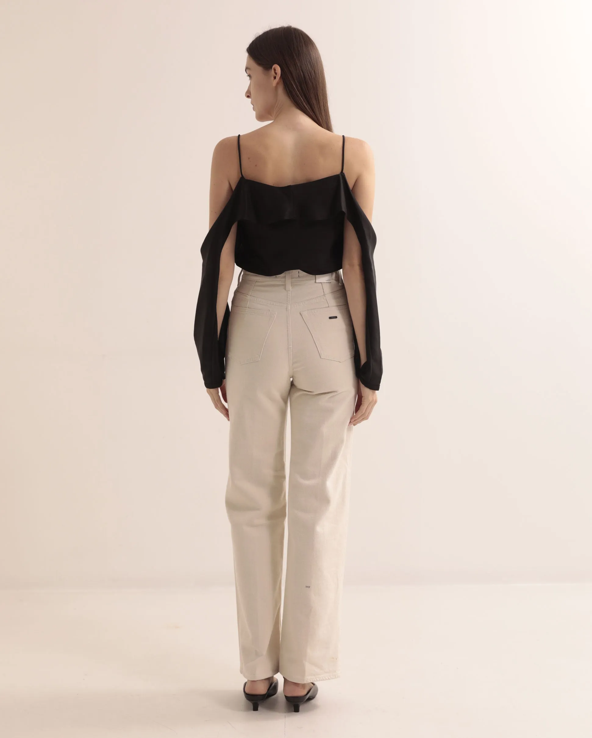 DIANE CREPE SHOULDER TOP / BLACK