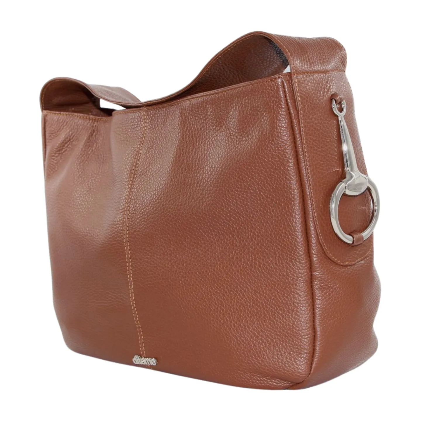 Ditomo Brown Leather Shoulder Handbag Bit Detail