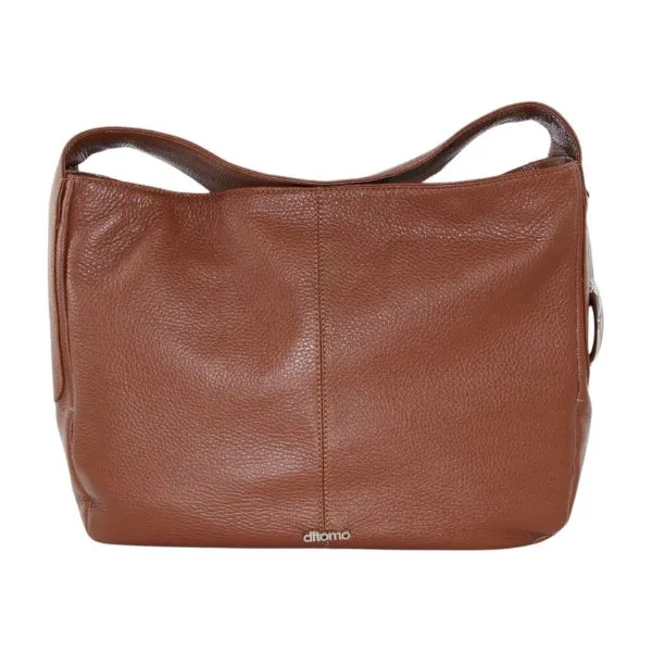 Ditomo Brown Leather Shoulder Handbag Bit Detail