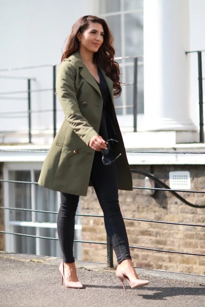 Double Second Khaki Fitted Trench Coat