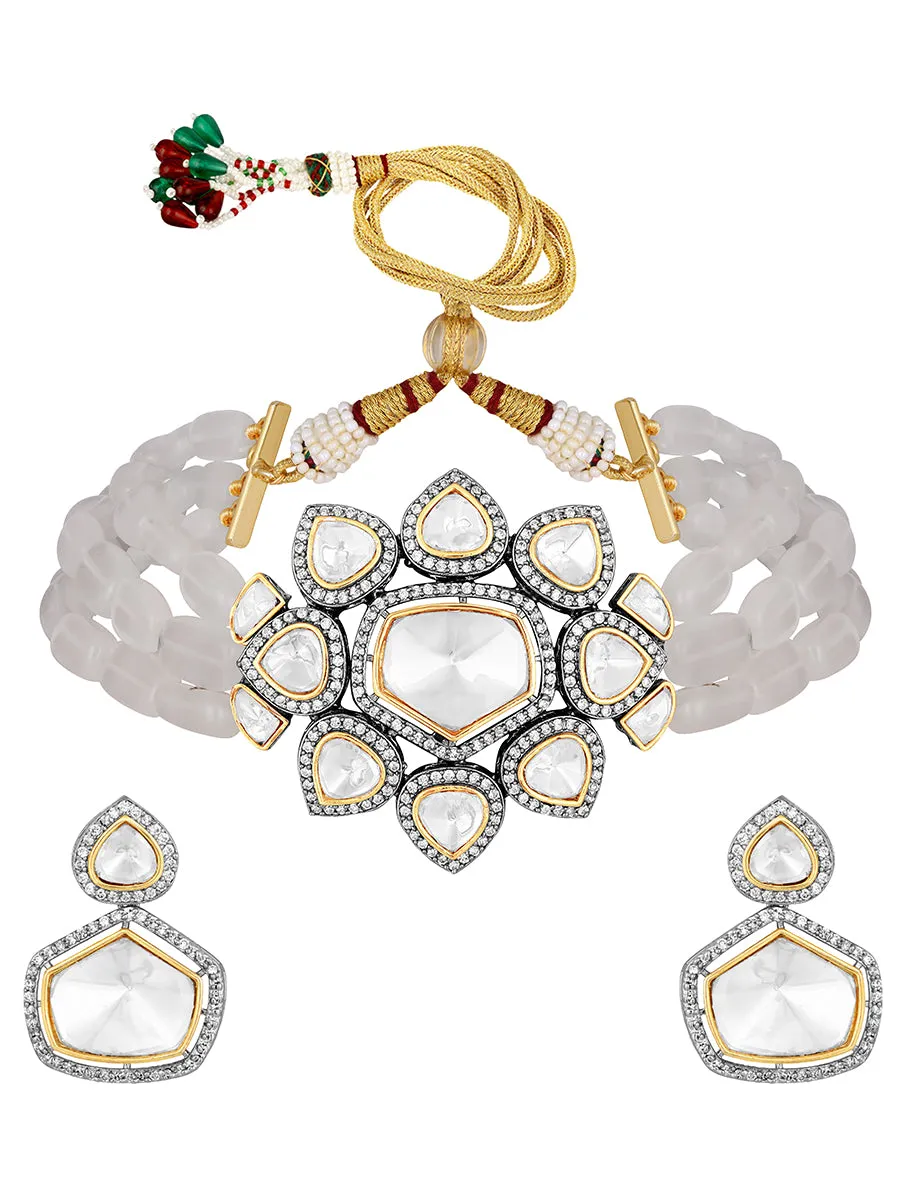 Dual Tone Kundan Choker Necklace