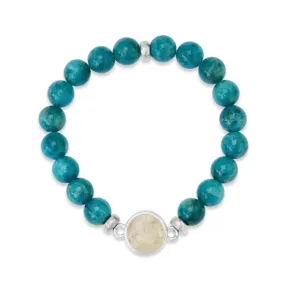 Dune Sterling Silver Round Beaded Bracelet- Apatite