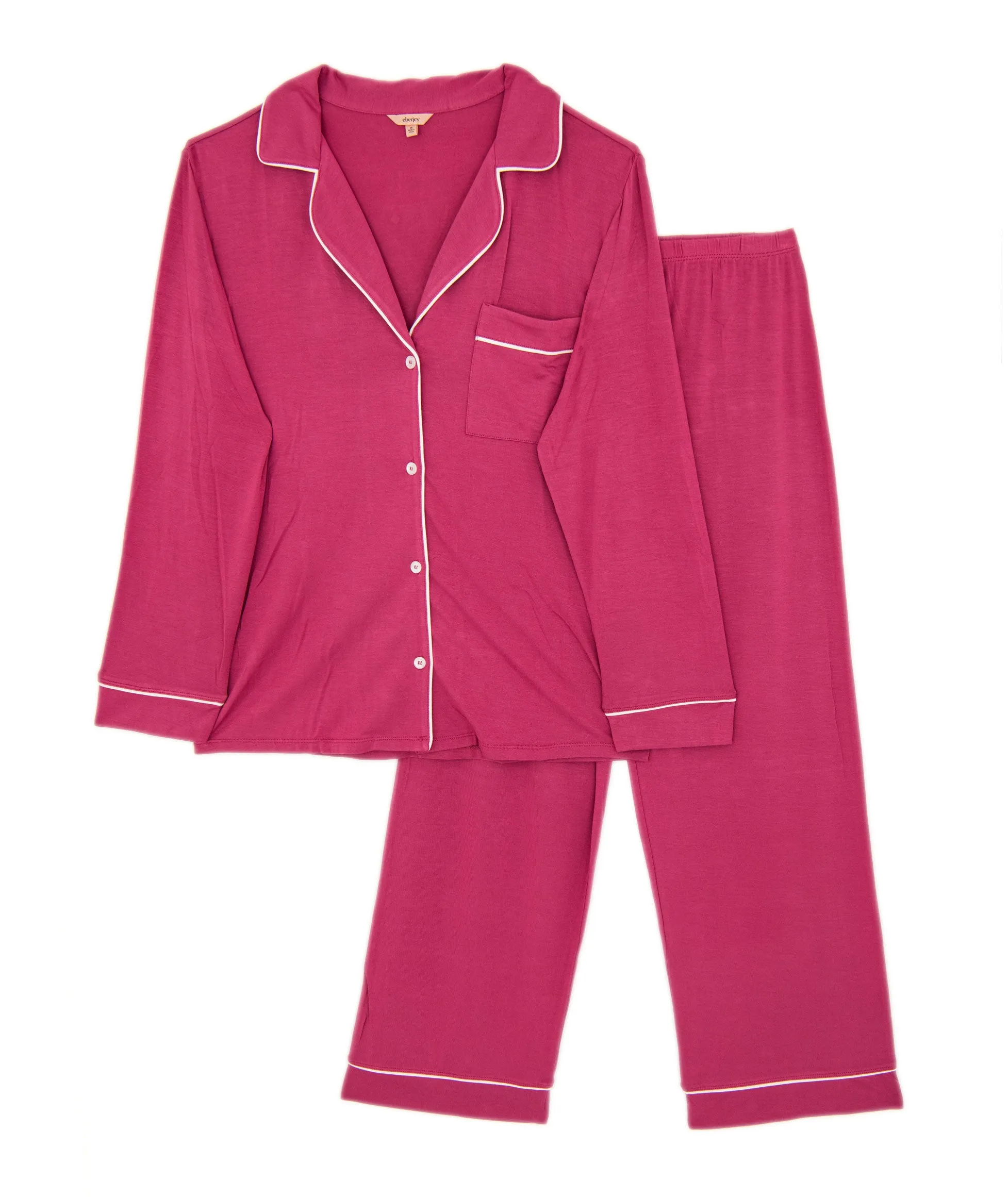 Eberjey Women Gisele Long PJ Set Raspberry/Ivory