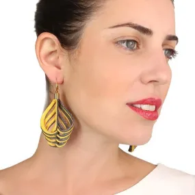 Embrace yellow leather dangle earrings