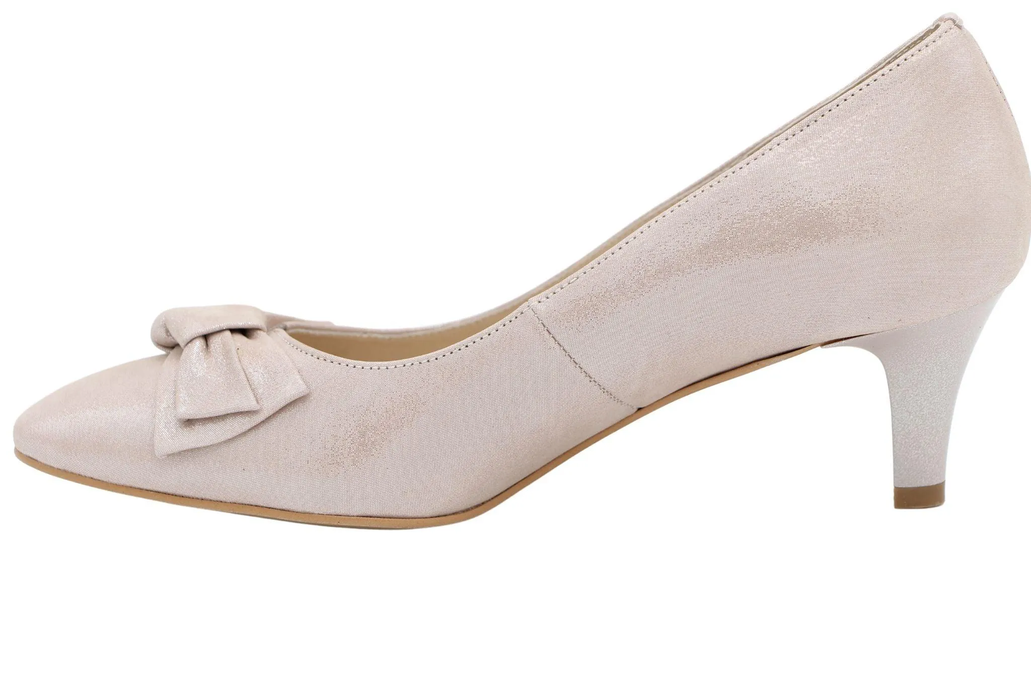 EMIS Pale Pink Mid Heel Shoe with Bow