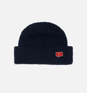 Enamel Pin Beanie Black Mens Hat - Black