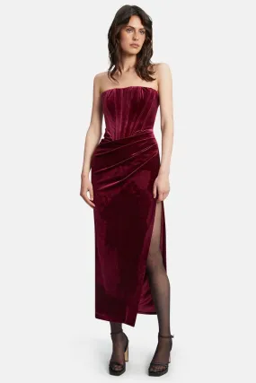 Everlasting Velour Midi Dress - Burgundy